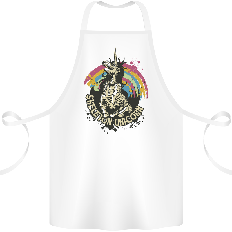 Skeleton Unicorn Skull Heavy Metal Rock Cotton Apron 100% Organic White