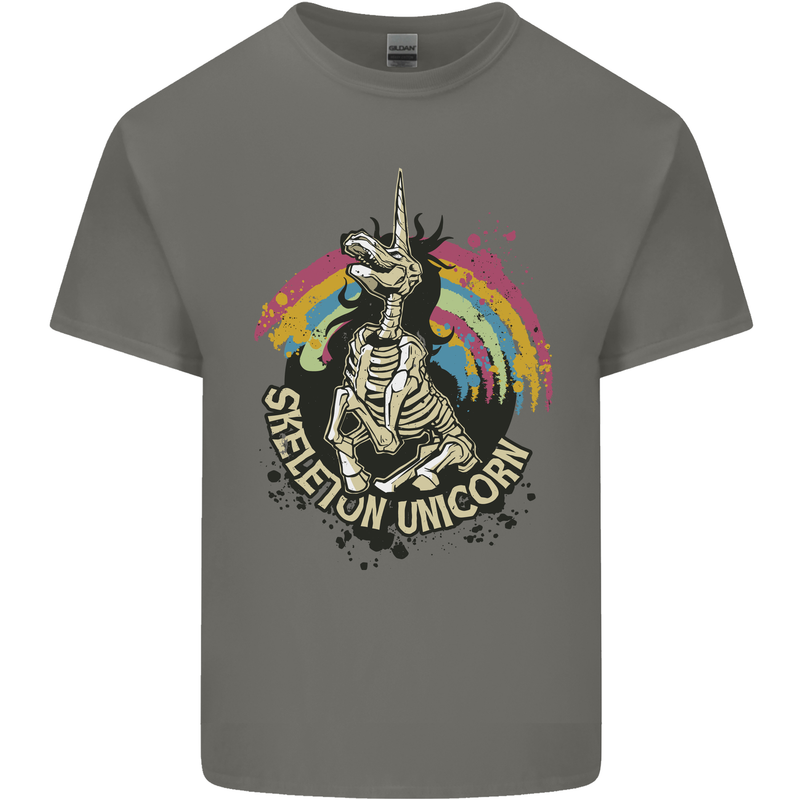 Skeleton Unicorn Skull Heavy Metal Rock Kids T-Shirt Childrens Charcoal