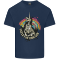 Skeleton Unicorn Skull Heavy Metal Rock Kids T-Shirt Childrens Navy Blue