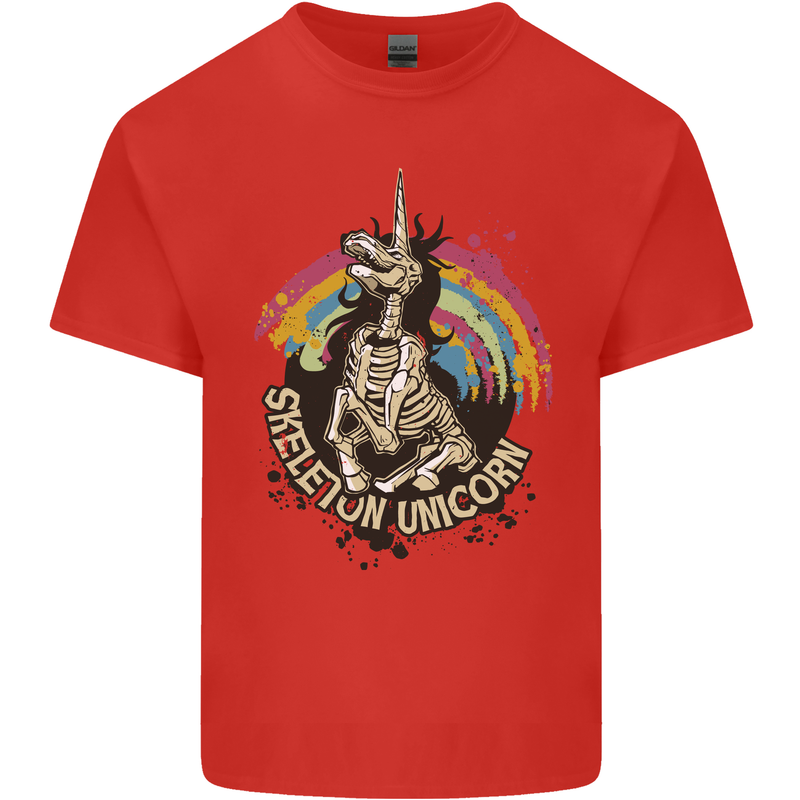 Skeleton Unicorn Skull Heavy Metal Rock Kids T-Shirt Childrens Red