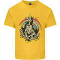 Skeleton Unicorn Skull Heavy Metal Rock Kids T-Shirt Childrens Yellow