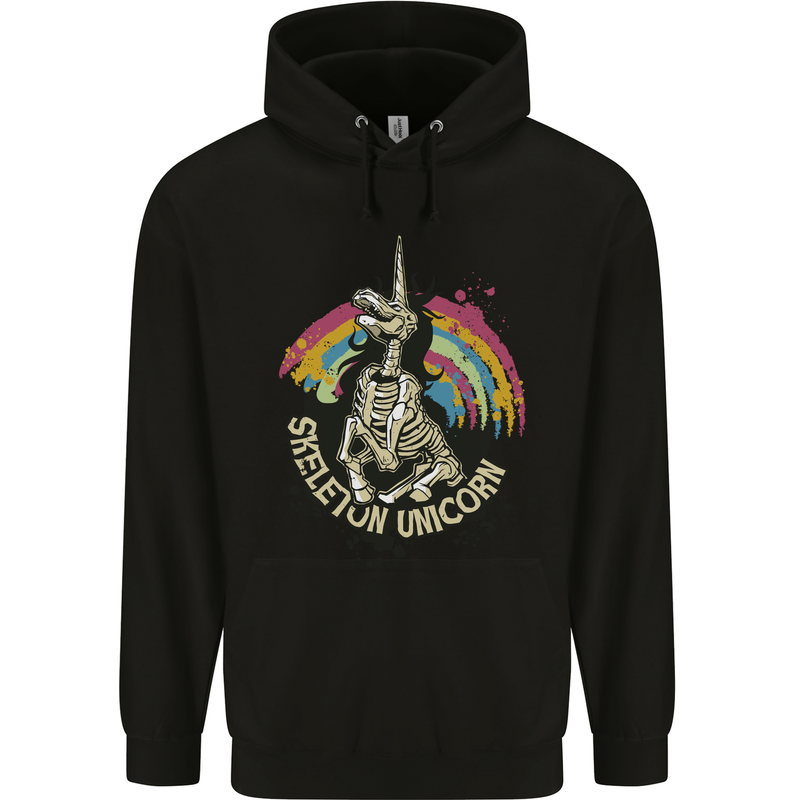Skeleton Unicorn Skull Heavy Metal Rock Mens 80% Cotton Hoodie Black
