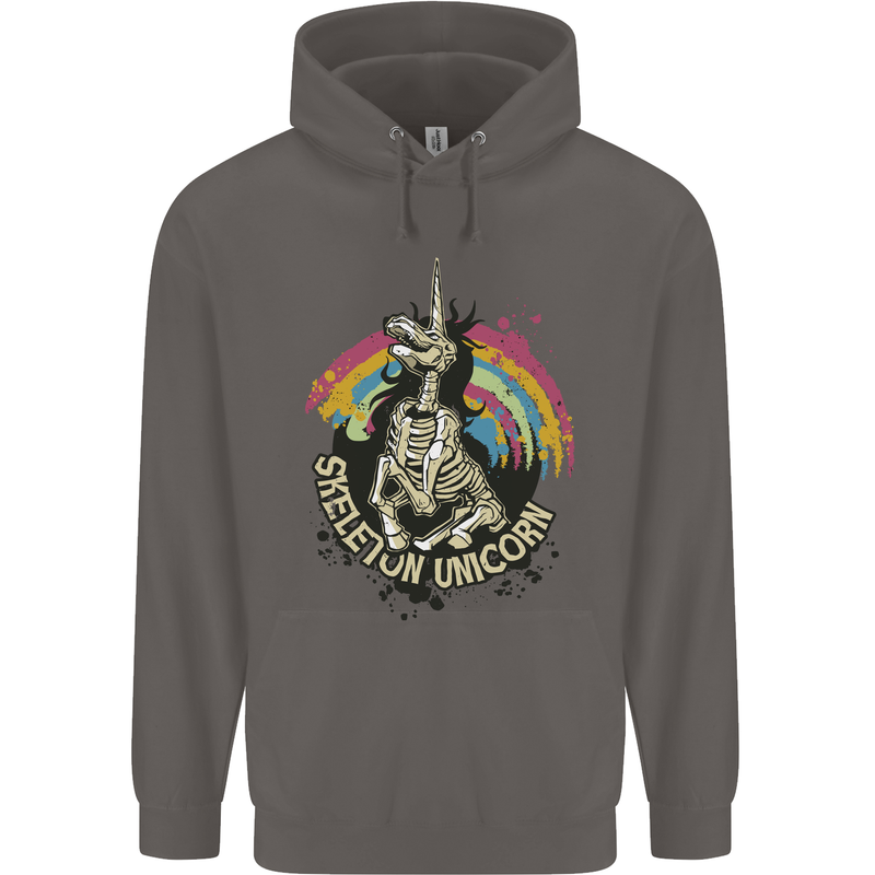 Skeleton Unicorn Skull Heavy Metal Rock Mens 80% Cotton Hoodie Charcoal