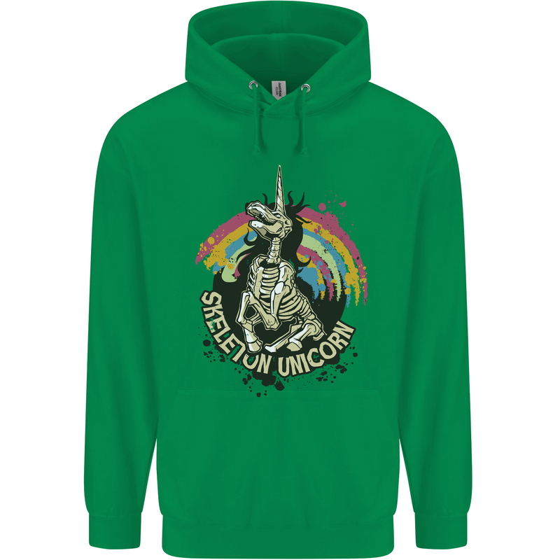 Skeleton Unicorn Skull Heavy Metal Rock Mens 80% Cotton Hoodie Irish Green