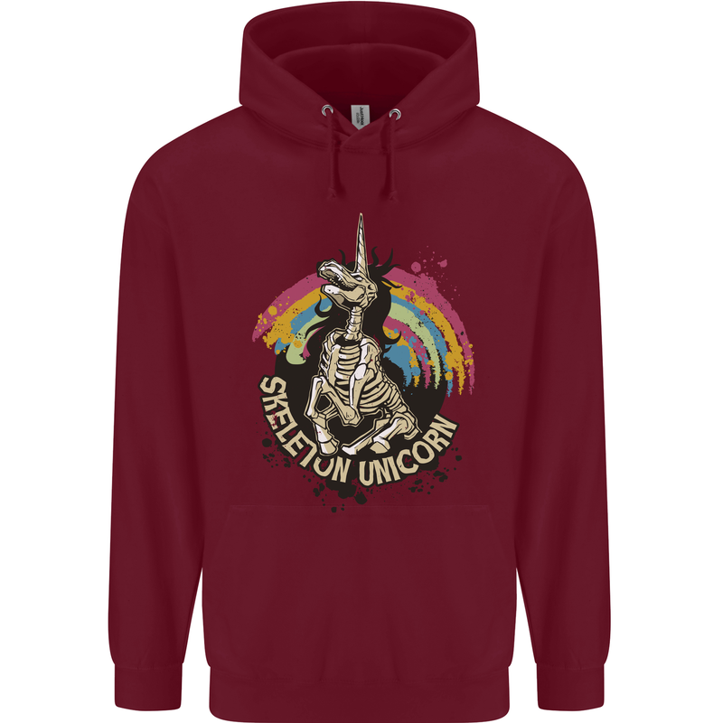 Skeleton Unicorn Skull Heavy Metal Rock Mens 80% Cotton Hoodie Maroon