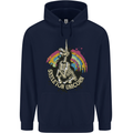 Skeleton Unicorn Skull Heavy Metal Rock Mens 80% Cotton Hoodie Navy Blue