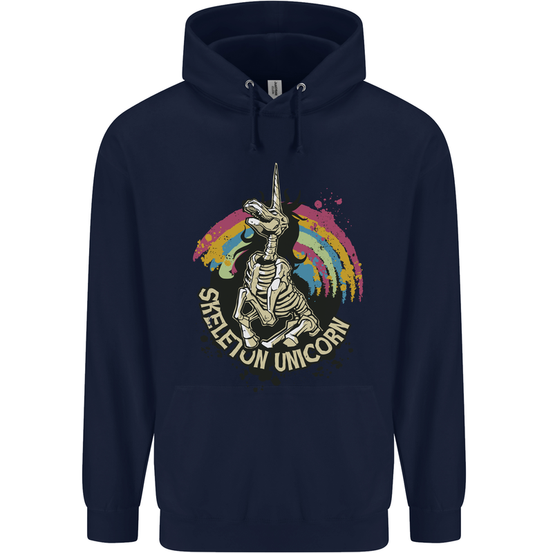 Skeleton Unicorn Skull Heavy Metal Rock Mens 80% Cotton Hoodie Navy Blue