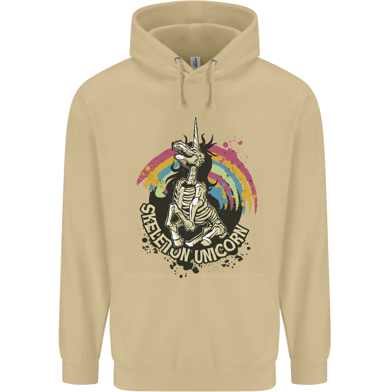 Skeleton Unicorn Skull Heavy Metal Rock Mens 80% Cotton Hoodie Sand