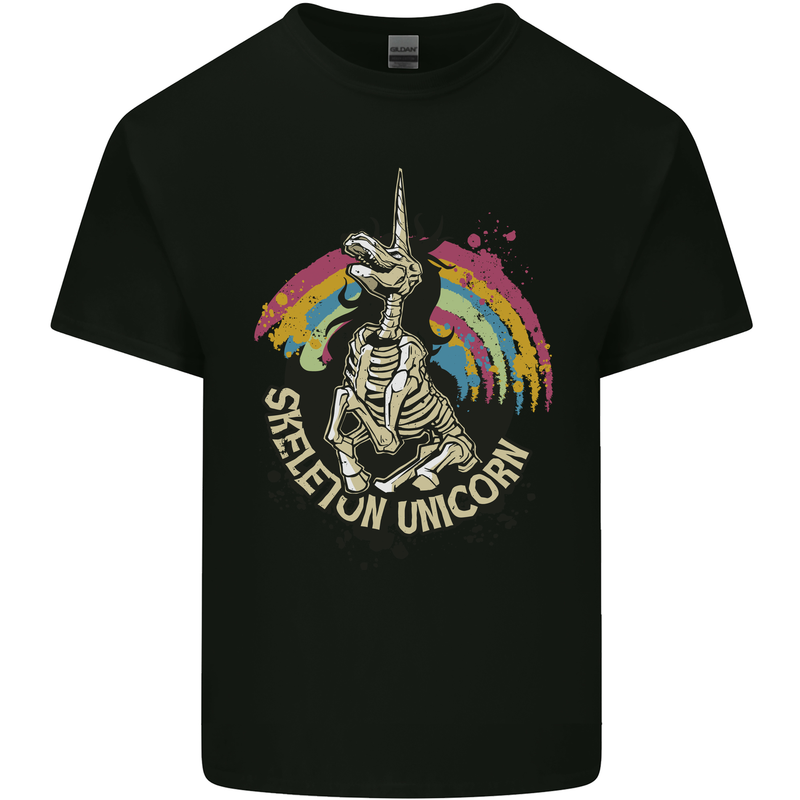Skeleton Unicorn Skull Heavy Metal Rock Mens Cotton T-Shirt Tee Top Black