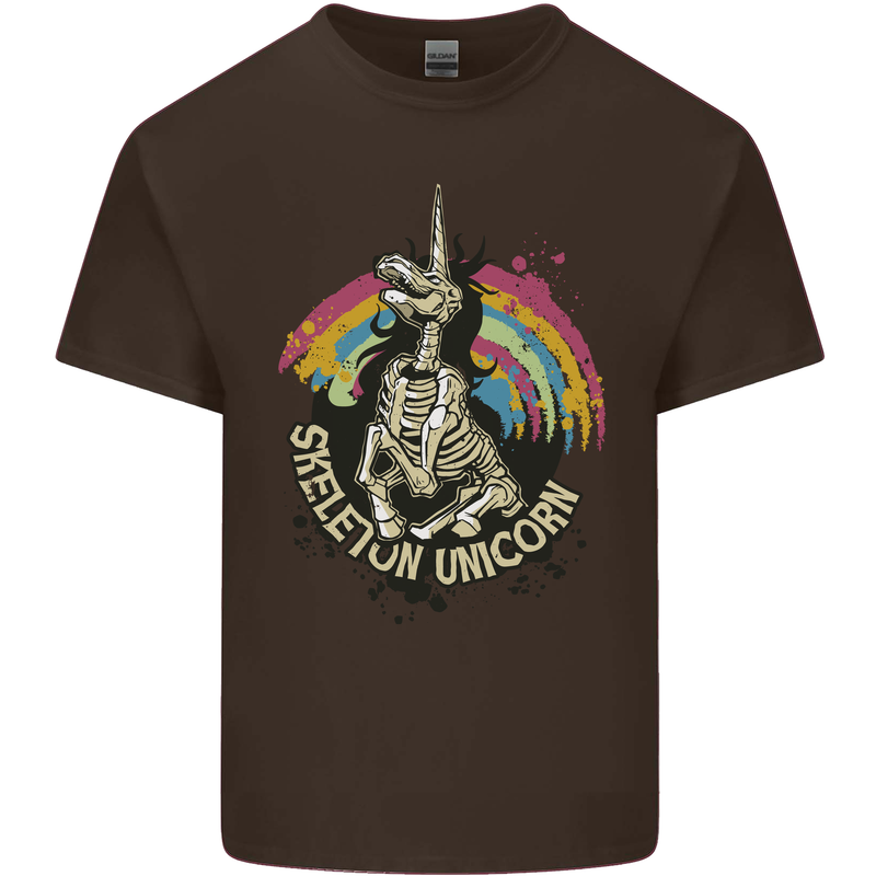 Skeleton Unicorn Skull Heavy Metal Rock Mens Cotton T-Shirt Tee Top Dark Chocolate