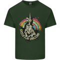 Skeleton Unicorn Skull Heavy Metal Rock Mens Cotton T-Shirt Tee Top Forest Green