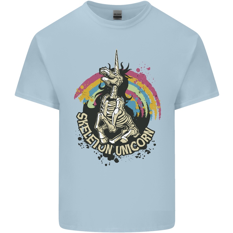 Skeleton Unicorn Skull Heavy Metal Rock Mens Cotton T-Shirt Tee Top Light Blue
