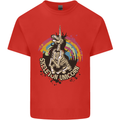 Skeleton Unicorn Skull Heavy Metal Rock Mens Cotton T-Shirt Tee Top Red