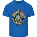 Skeleton Unicorn Skull Heavy Metal Rock Mens Cotton T-Shirt Tee Top Royal Blue