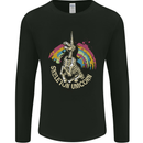 Skeleton Unicorn Skull Heavy Metal Rock Mens Long Sleeve T-Shirt Black