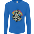 Skeleton Unicorn Skull Heavy Metal Rock Mens Long Sleeve T-Shirt Royal Blue