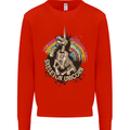 Skeleton Unicorn Skull Heavy Metal Rock Mens Sweatshirt Jumper Bright Red