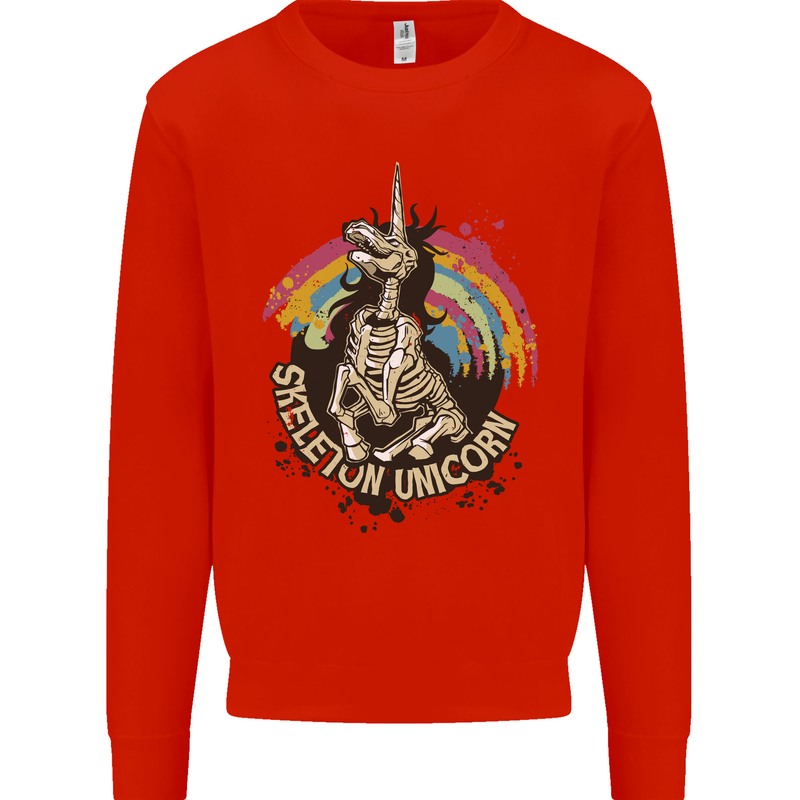 Skeleton Unicorn Skull Heavy Metal Rock Mens Sweatshirt Jumper Bright Red