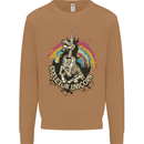 Skeleton Unicorn Skull Heavy Metal Rock Mens Sweatshirt Jumper Caramel Latte