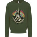 Skeleton Unicorn Skull Heavy Metal Rock Mens Sweatshirt Jumper Forest Green