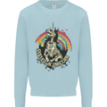 Skeleton Unicorn Skull Heavy Metal Rock Mens Sweatshirt Jumper Light Blue