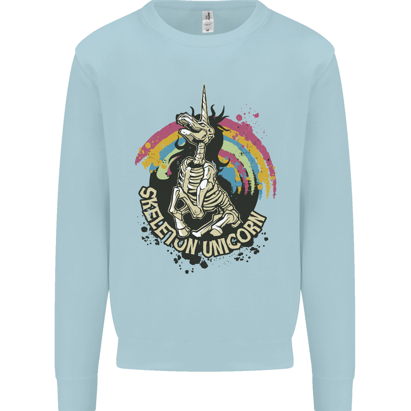 Skeleton Unicorn Skull Heavy Metal Rock Mens Sweatshirt Jumper Light Blue