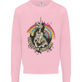 Skeleton Unicorn Skull Heavy Metal Rock Mens Sweatshirt Jumper Light Pink