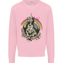 Skeleton Unicorn Skull Heavy Metal Rock Mens Sweatshirt Jumper Light Pink