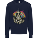 Skeleton Unicorn Skull Heavy Metal Rock Mens Sweatshirt Jumper Navy Blue