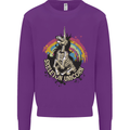 Skeleton Unicorn Skull Heavy Metal Rock Mens Sweatshirt Jumper Purple