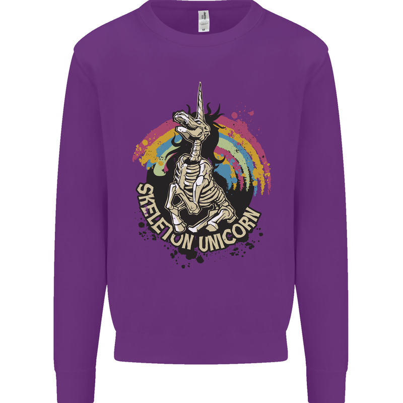 Skeleton Unicorn Skull Heavy Metal Rock Mens Sweatshirt Jumper Purple