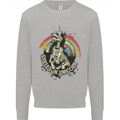 Skeleton Unicorn Skull Heavy Metal Rock Mens Sweatshirt Jumper Sports Grey