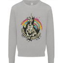 Skeleton Unicorn Skull Heavy Metal Rock Mens Sweatshirt Jumper Sports Grey