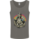 Skeleton Unicorn Skull Heavy Metal Rock Mens Vest Tank Top Charcoal