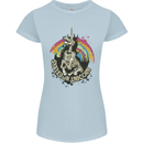 Skeleton Unicorn Skull Heavy Metal Rock Womens Petite Cut T-Shirt Light Blue