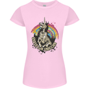 Skeleton Unicorn Skull Heavy Metal Rock Womens Petite Cut T-Shirt Light Pink