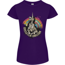 Skeleton Unicorn Skull Heavy Metal Rock Womens Petite Cut T-Shirt Purple