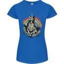 Skeleton Unicorn Skull Heavy Metal Rock Womens Petite Cut T-Shirt Royal Blue