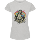 Skeleton Unicorn Skull Heavy Metal Rock Womens Petite Cut T-Shirt Sports Grey