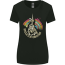 Skeleton Unicorn Skull Heavy Metal Rock Womens Wider Cut T-Shirt Black