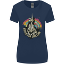 Skeleton Unicorn Skull Heavy Metal Rock Womens Wider Cut T-Shirt Navy Blue