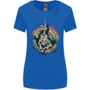 Skeleton Unicorn Skull Heavy Metal Rock Womens Wider Cut T-Shirt Royal Blue