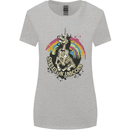 Skeleton Unicorn Skull Heavy Metal Rock Womens Wider Cut T-Shirt Sports Grey
