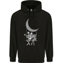 Skeletons On the Moon Playing Guitar Childrens Kids Hoodie Black