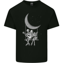 Skeletons On the Moon Playing Guitar Kids T-Shirt Childrens Black