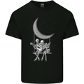 Skeletons On the Moon Playing Guitar Mens Cotton T-Shirt Tee Top Black