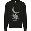 Skeletons On the Moon Playing Guitar Mens Sweatshirt Jumper Black