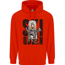 Ski Queen Funny Skiing Childrens Kids Hoodie Bright Red