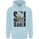 Ski Queen Funny Skiing Childrens Kids Hoodie Light Blue