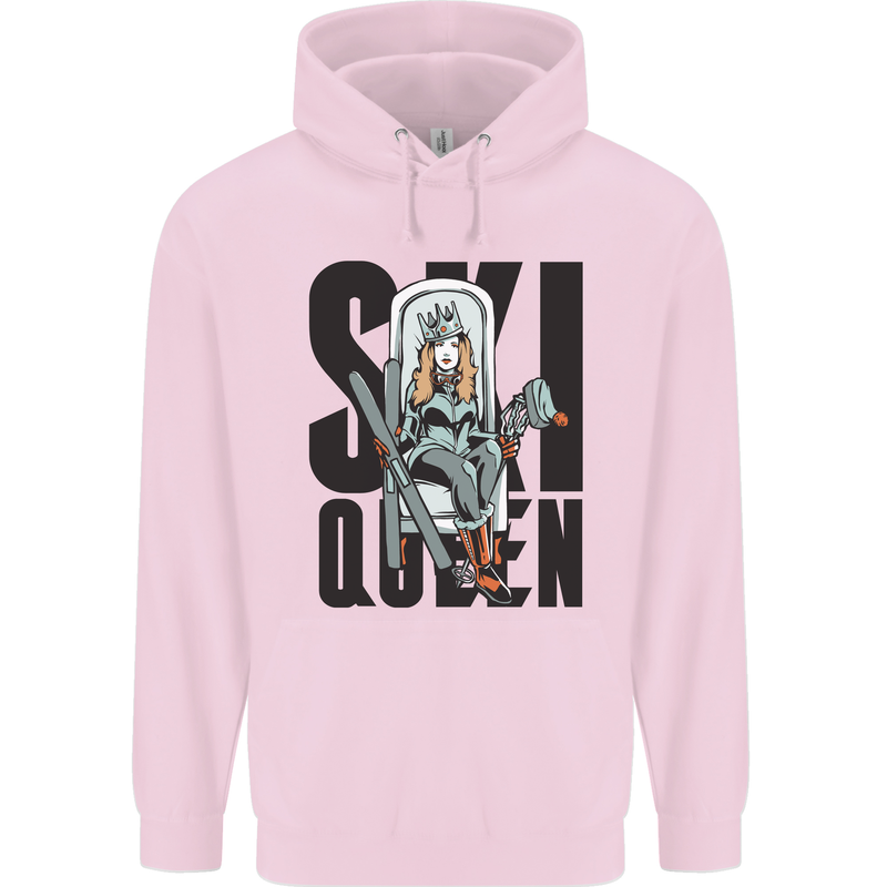Ski Queen Funny Skiing Childrens Kids Hoodie Light Pink